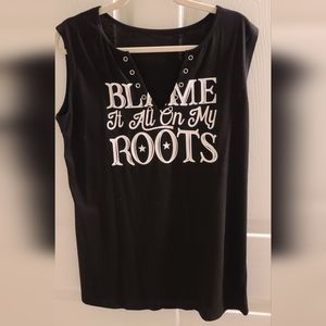 NWOT Women Country Music Shirt Blame It All On My Roots Tank Top Size XL